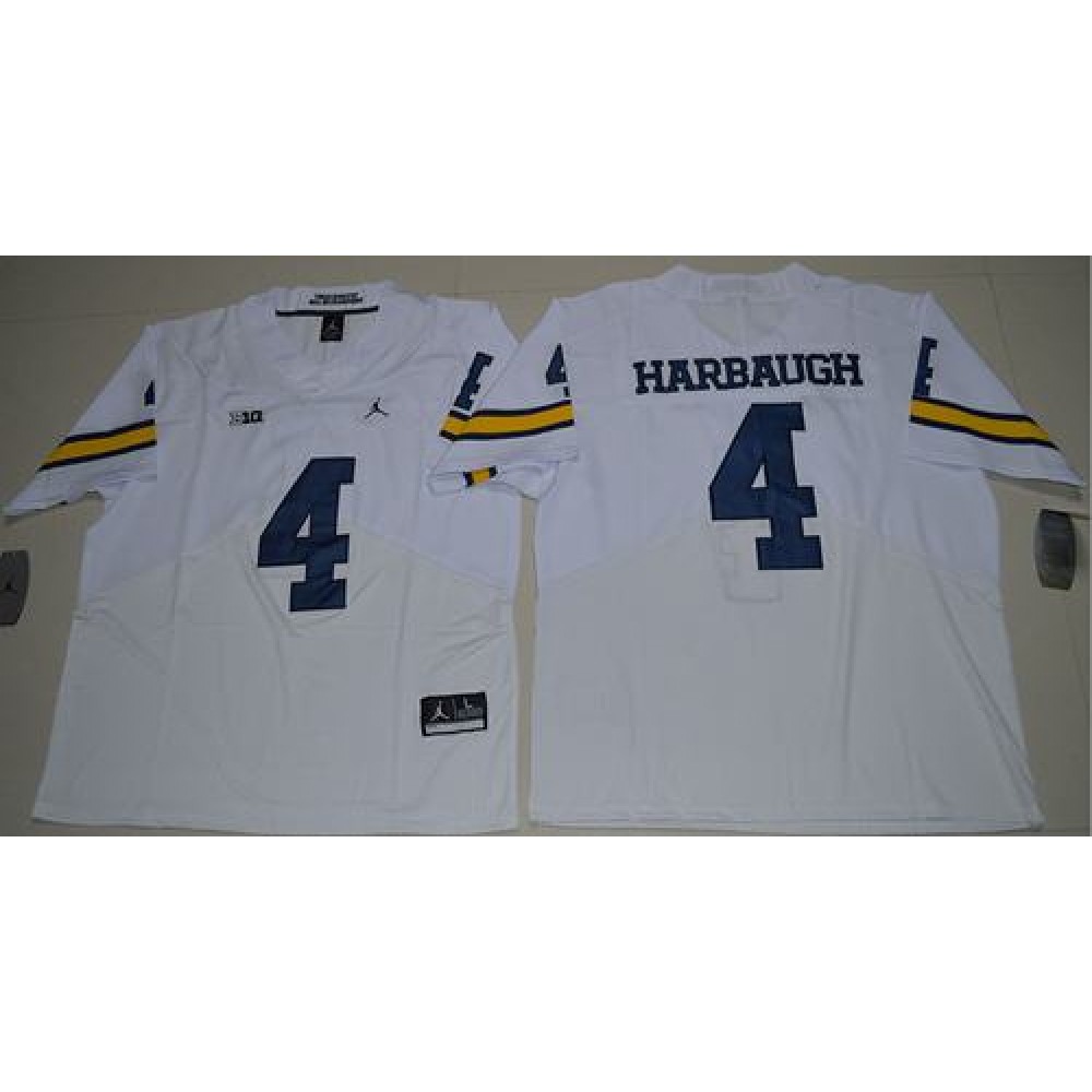 Wolverines #4 Jim Harbaugh White Jordan Brand Elite Stitched NCAA Jersey