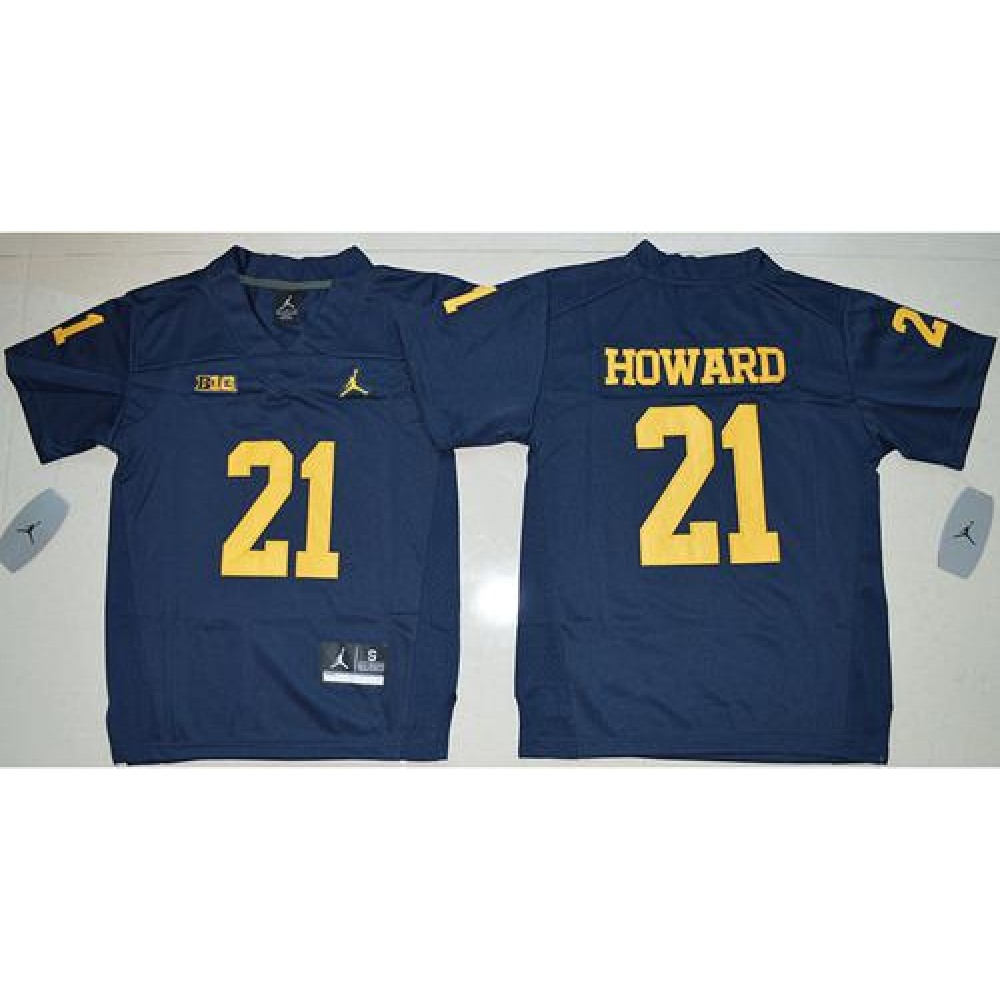 Wolverines #21 Desmond Howard Navy Blue Jordan Brand Stitched Youth NCAA Jersey