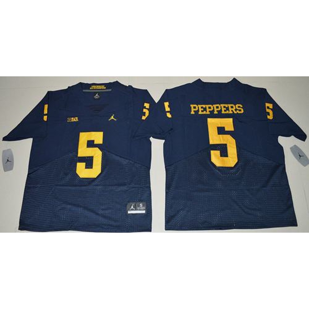 Wolverines #5 Jabrill Peppers Navy Blue Jordan Brand Elite Stitched NCAA Jersey