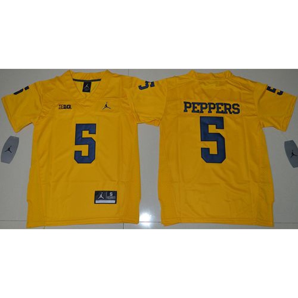 Wolverines #5 Jabrill Peppers Gold Jordan Brand Stitched Youth NCAA Jersey