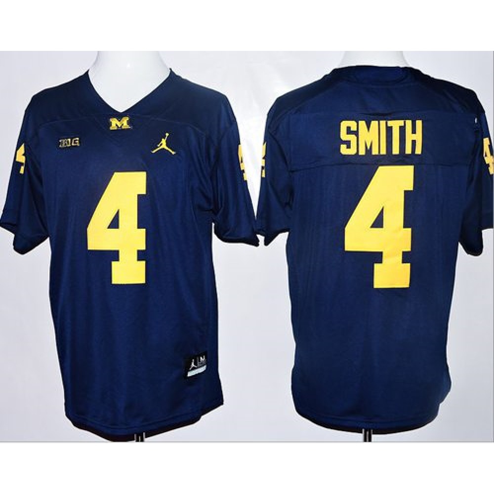 Wolverines #4 De'Veon Smith Navy Blue Jordan Brand Stitched NCAA Jersey