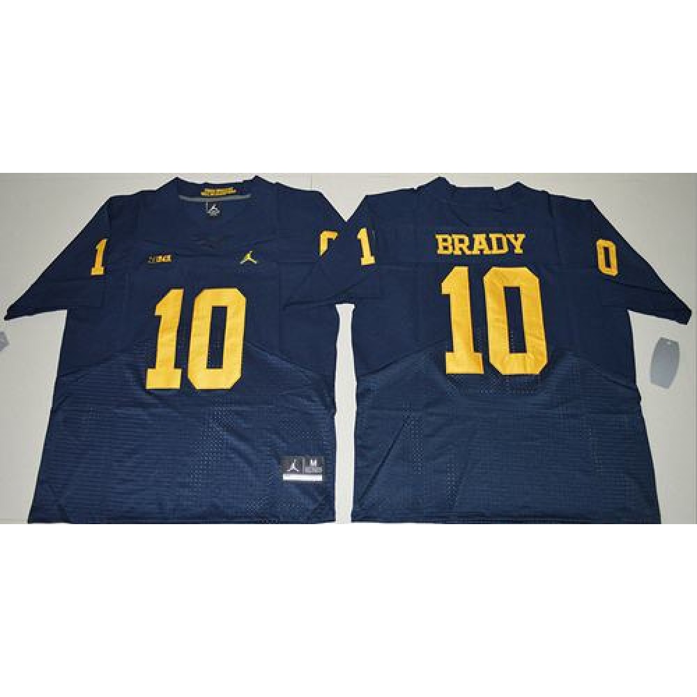 Wolverines #10 Tom Brady Navy Blue Jordan Brand Elite Stitched NCAA Jersey