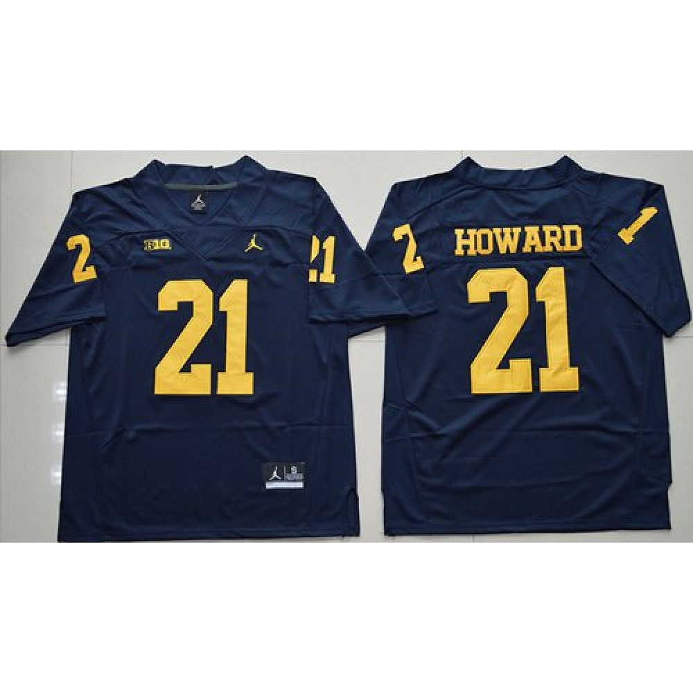 Wolverines #21 Desmond Howard Navy Blue Jordan Brand Stitched NCAA Jersey