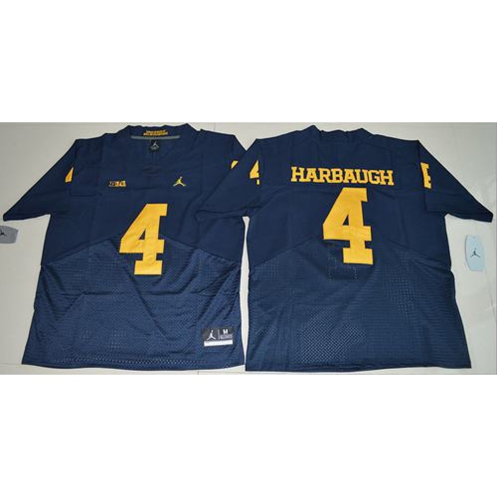 Wolverines #4 Jim Harbaugh Navy Blue Jordan Brand Elite Stitched NCAA Jersey