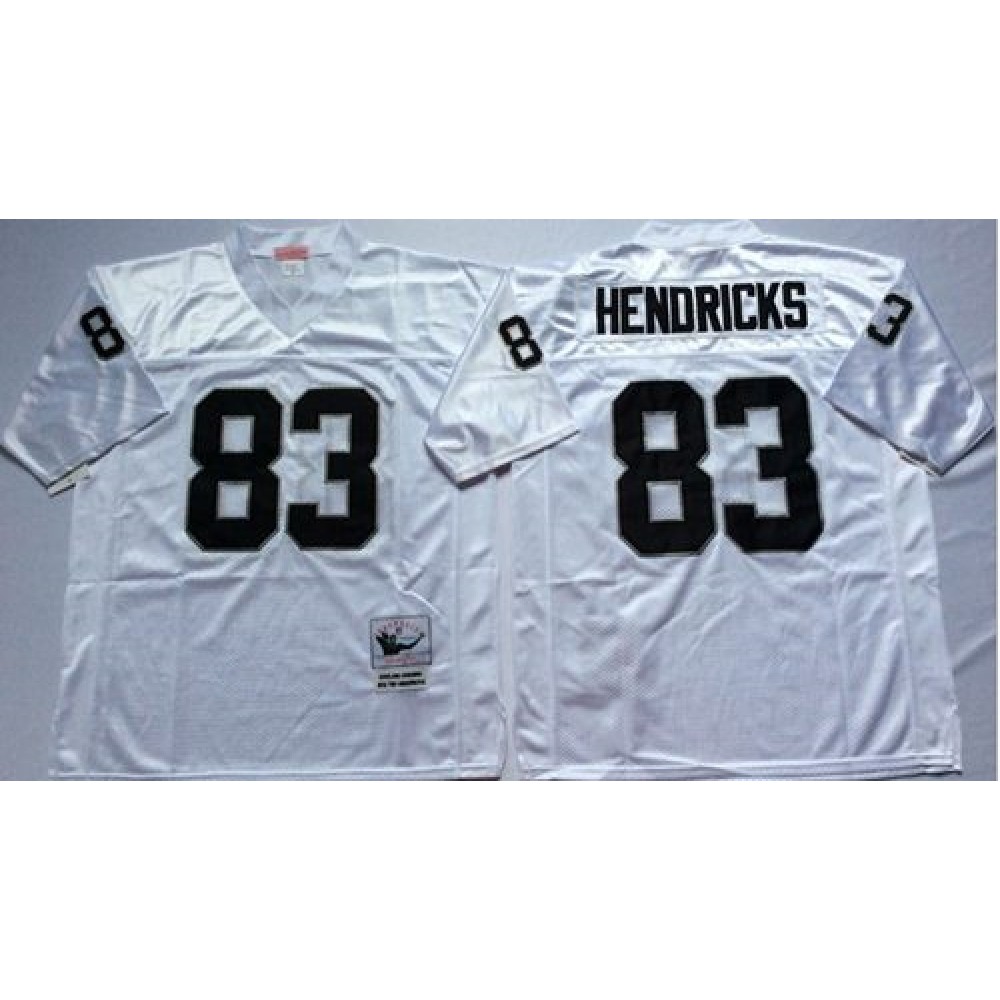 Mitchell And Ness Raiders #83 Ted Hendricks White Throwback Stitched NFL Jersey