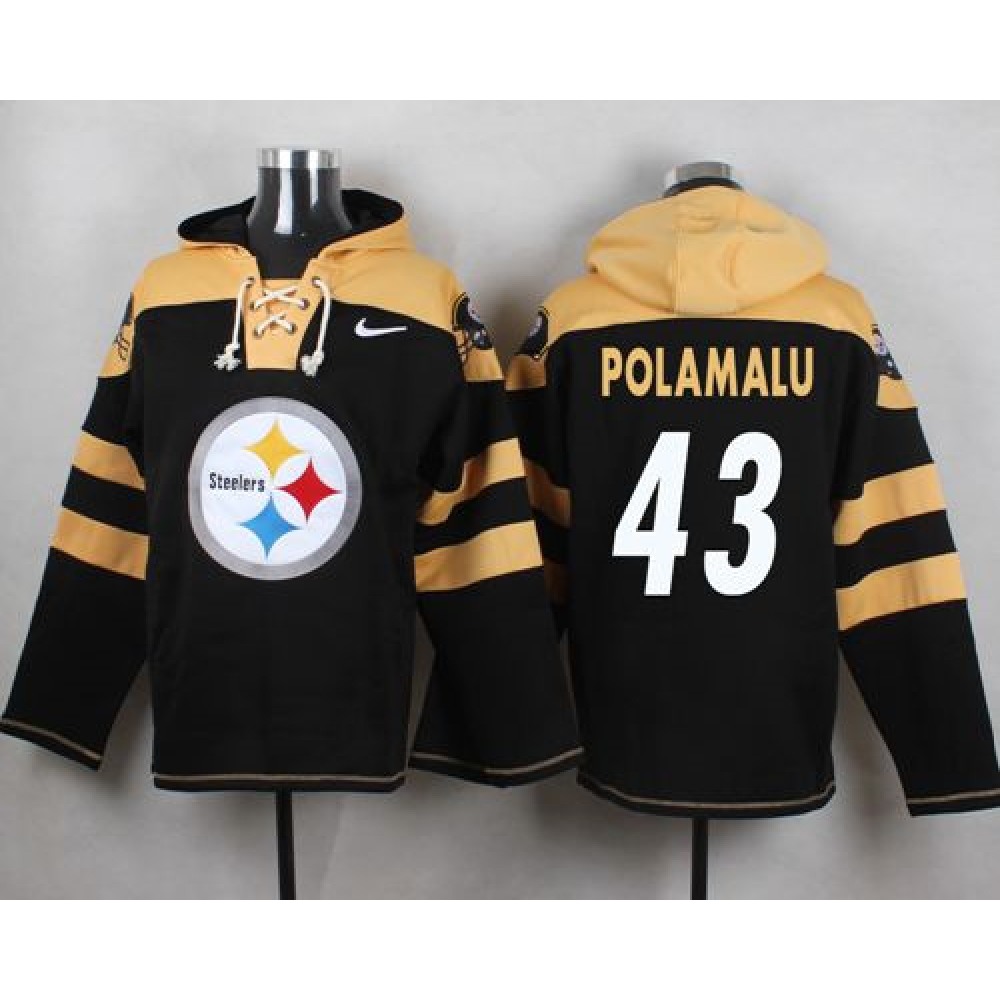 Nike Steelers #43 Troy Polamalu Black Player Pullover NFL Hoodie