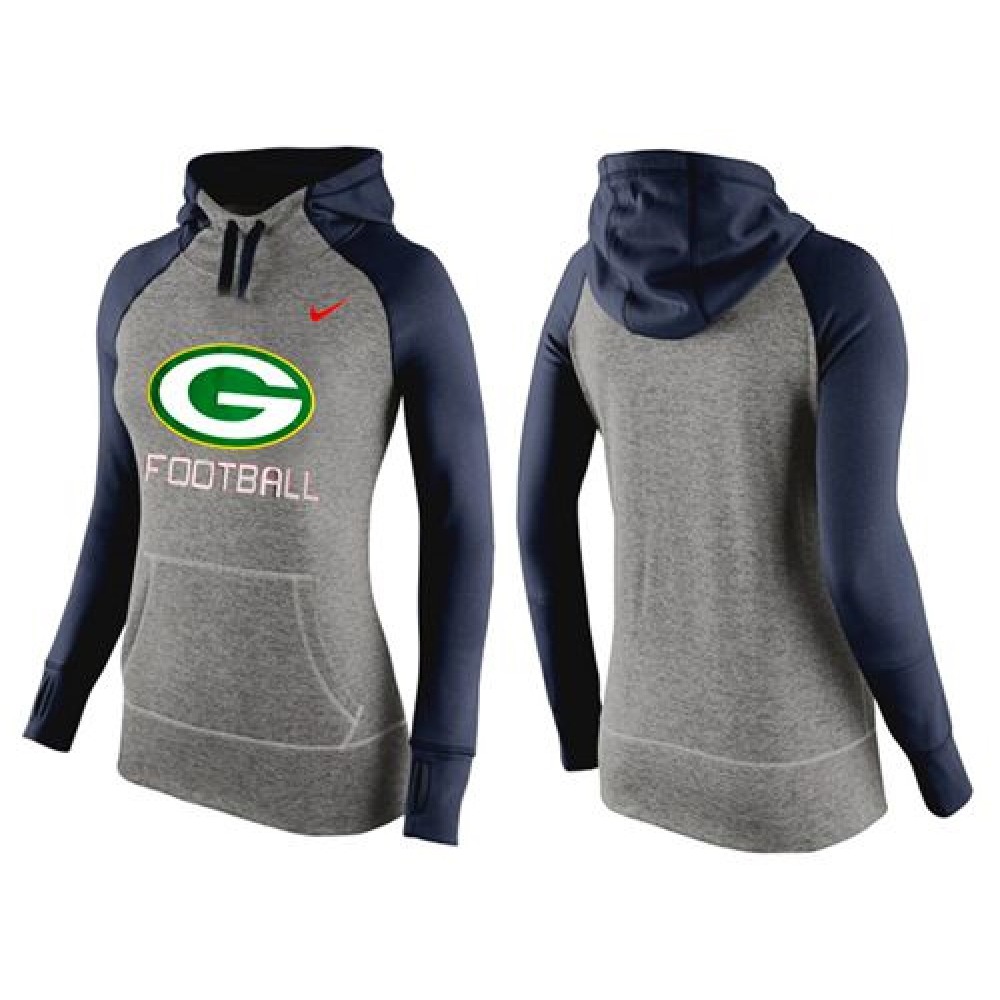 Women's Nike Green Bay Packers Performance Hoodie Grey & Dark Blue