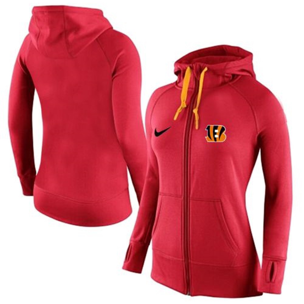 Women's Nike Cincinnati Bengals Full-Zip Performance Hoodie Red