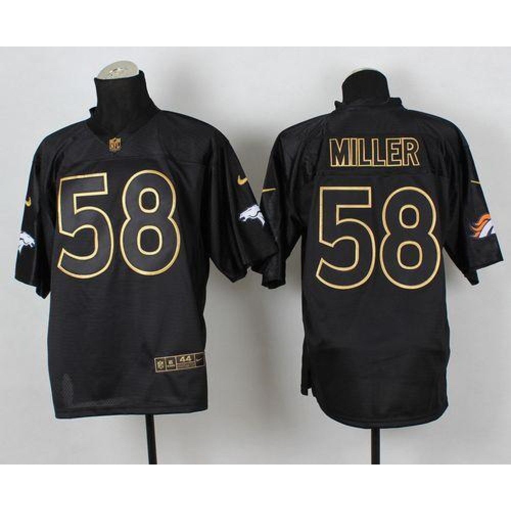 Nike Broncos #58 Von Miller Black Gold No. Fashion Men's Stitched NFL Elite Jersey