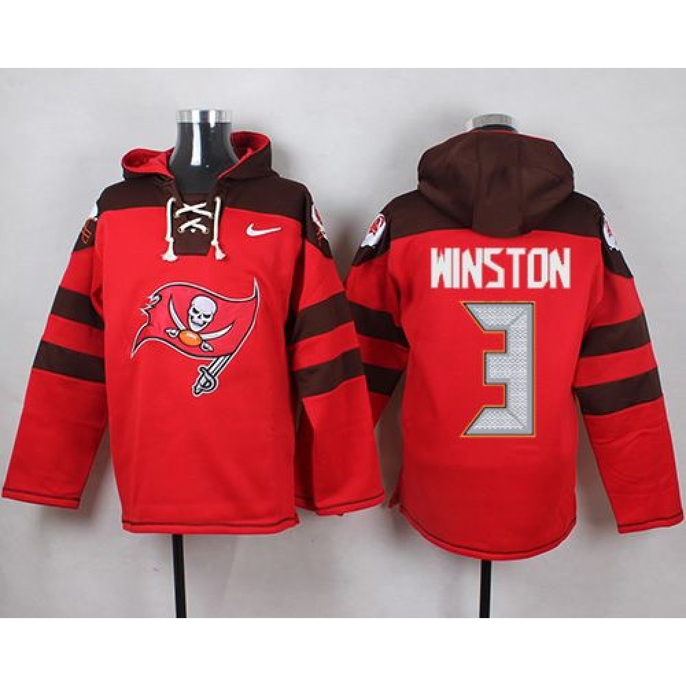 Nike Buccaneers #3 Jameis Winston Red Player Pullover NFL Hoodie
