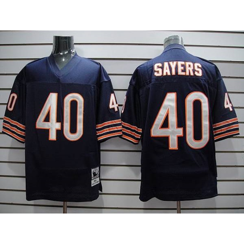 Mitchell & Ness Bears #40 Gale Sayers Blue With Small Number Stitched Throwback NFL Jersey