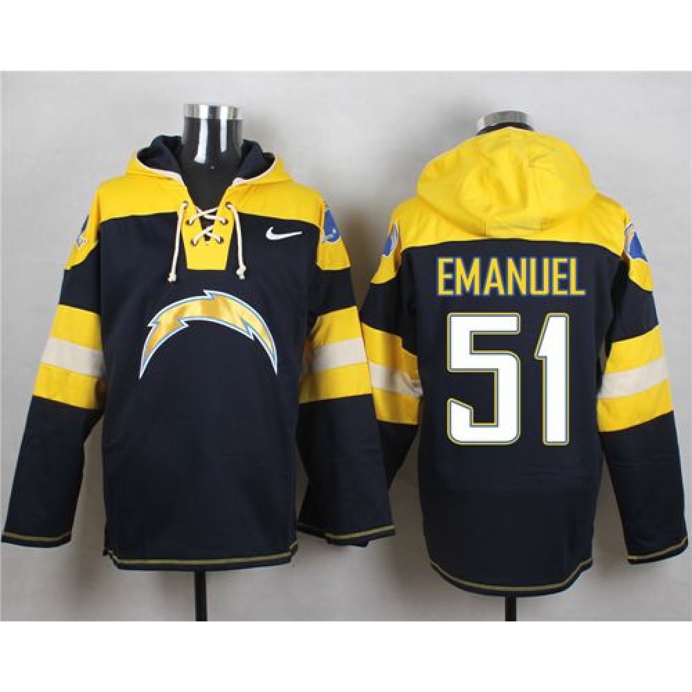 Nike Chargers #51 Kyle Emanuel Navy Blue Player Pullover NFL Hoodie