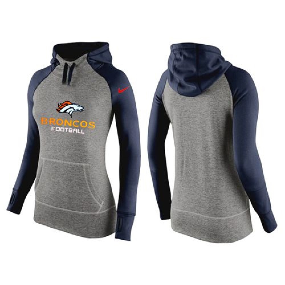 Women's Nike Denver Broncos Performance Hoodie Grey & Dark Blue