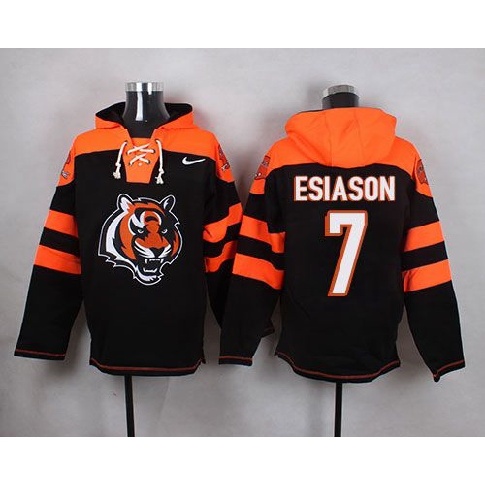 Nike Bengals #7 Boomer Esiason Black Player Pullover NFL Hoodie