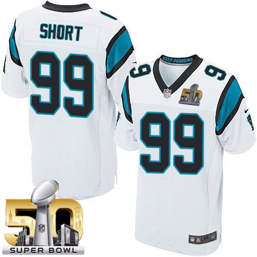 Nike Panthers #99 Kawann Short White Super Bowl 50 Men's Stitched NFL Elite Jersey
