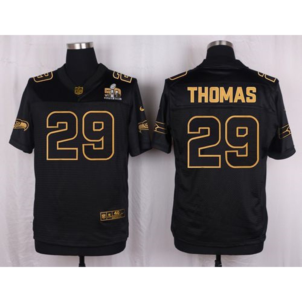 Nike Seahawks #29 Earl Thomas III Black Men's Stitched NFL Elite Pro Line Gold Collection Jersey