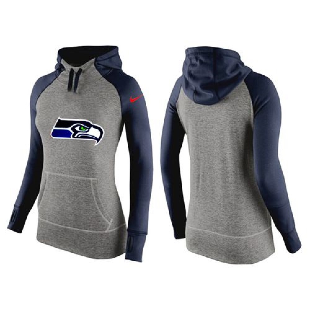 Women's Nike Seattle Seahawks Performance Hoodie Grey & Dark Blue_3
