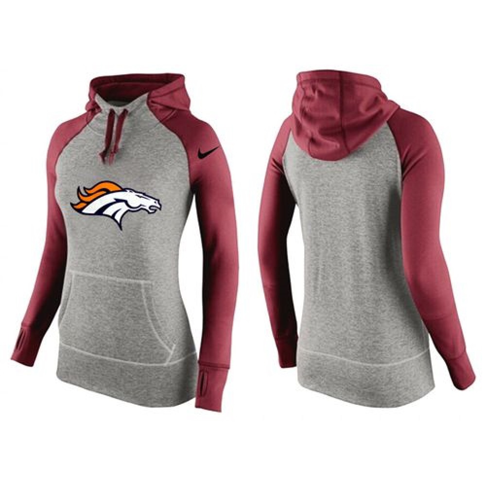 Women's Nike Denver Broncos Performance Hoodie Grey & Red_2