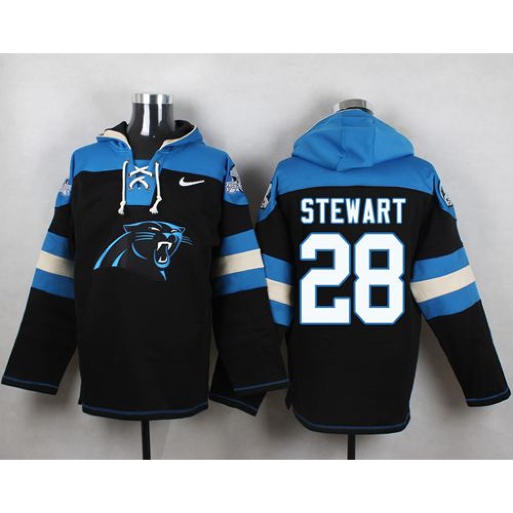 Nike Panthers #28 Jonathan Stewart Black Player Pullover NFL Hoodie