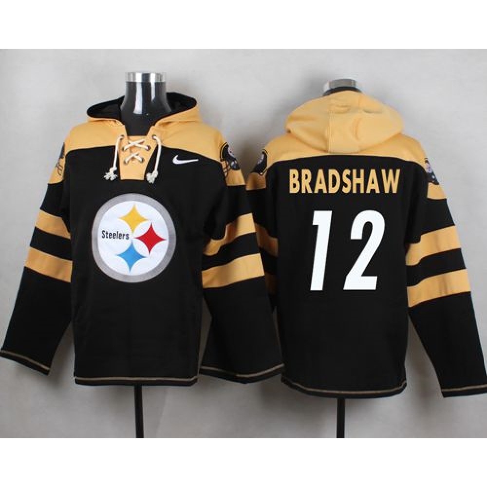 Nike Steelers #12 Terry Bradshaw Black Player Pullover NFL Hoodie