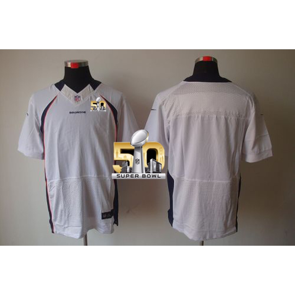Nike Broncos Blank White Super Bowl 50 Men's Stitched NFL Elite Jersey