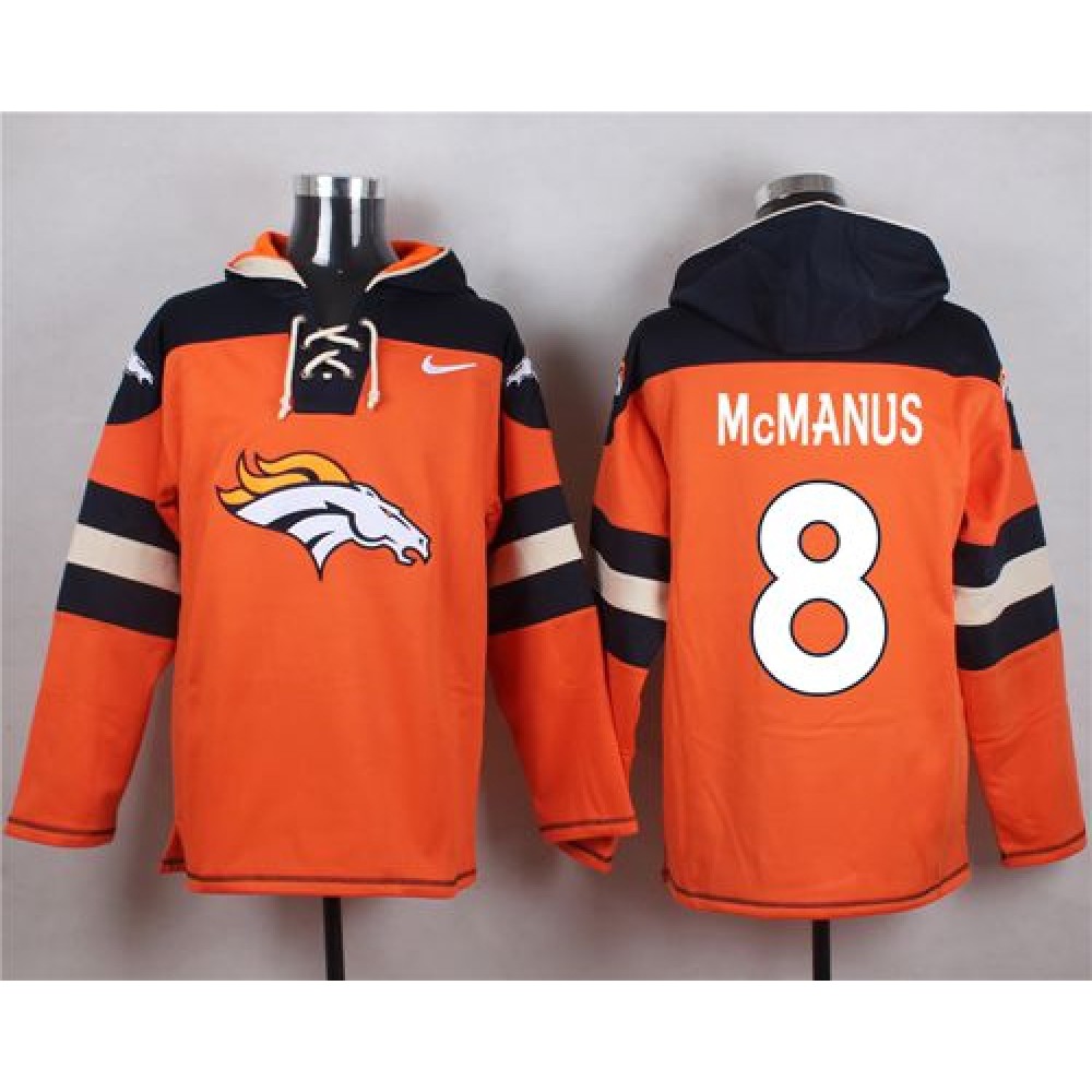 Nike Broncos #8 Brandon McManus Orange Player Pullover NFL Hoodie