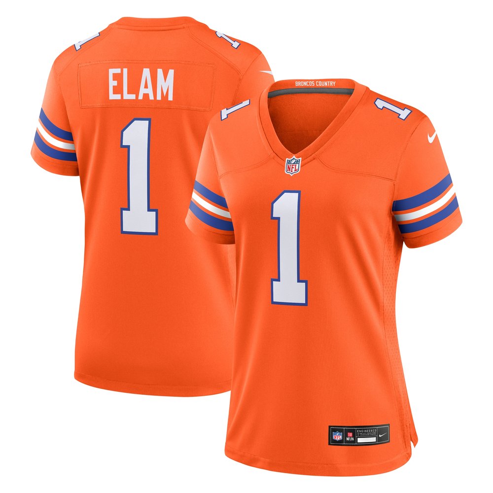 Women's Denver Broncos Jason Elam Nike Orange Mile High Collection 1977 Throwback Retired Player Game Jersey