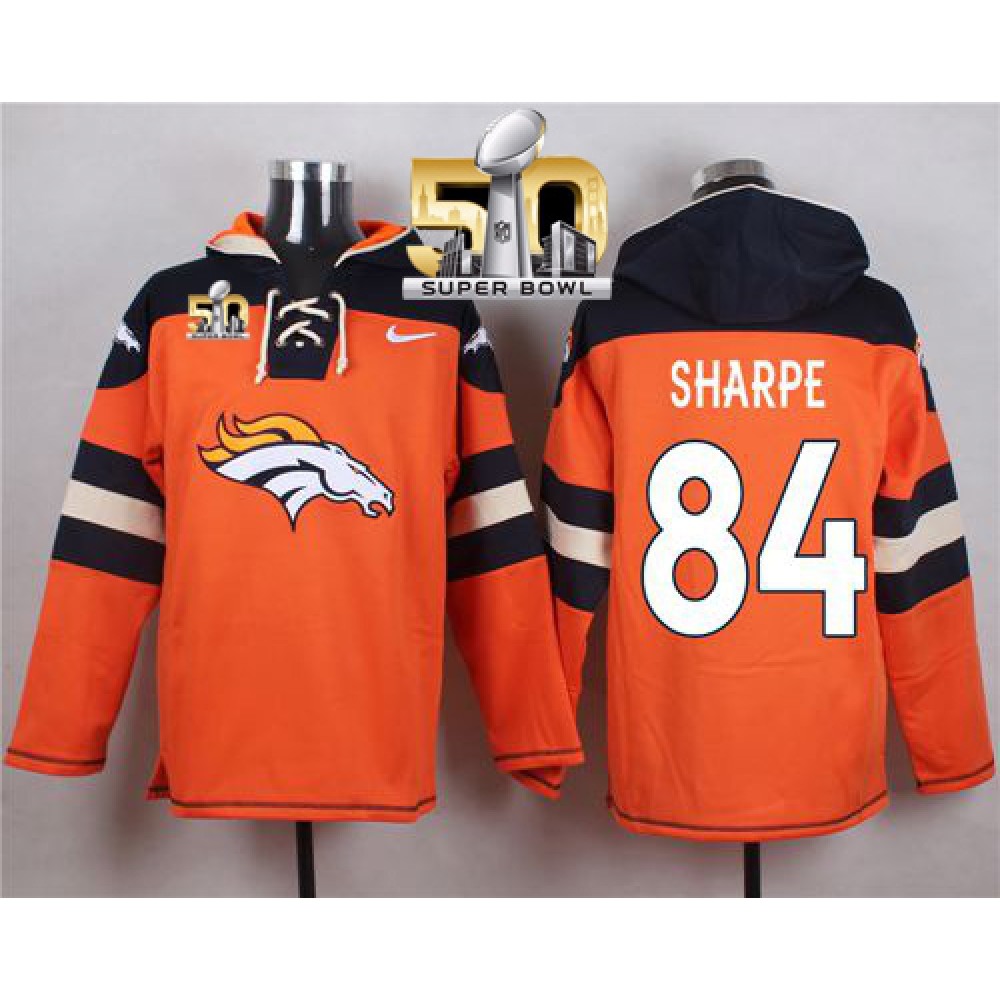 Nike Broncos #84 Shannon Sharpe Orange Super Bowl 50 Player Pullover NFL Hoodie