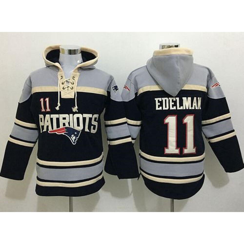 Nike Patriots #11 Julian Edelman Navy Blue Sawyer Hoodie Sweatshirt NFL Hoodie