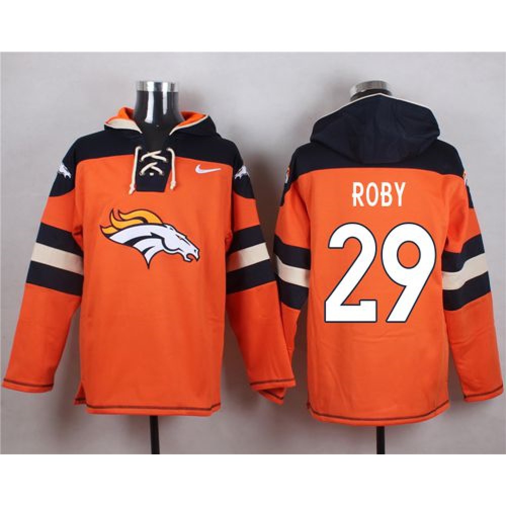 Nike Broncos #29 Bradley Roby Orange Player Pullover NFL Hoodie