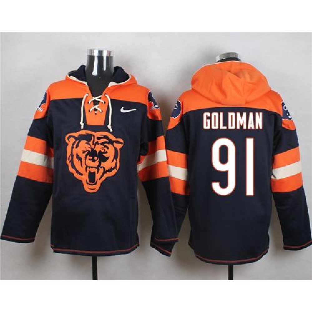 Nike Bears #91 Eddie Goldman Navy Blue Player Pullover NFL Hoodie
