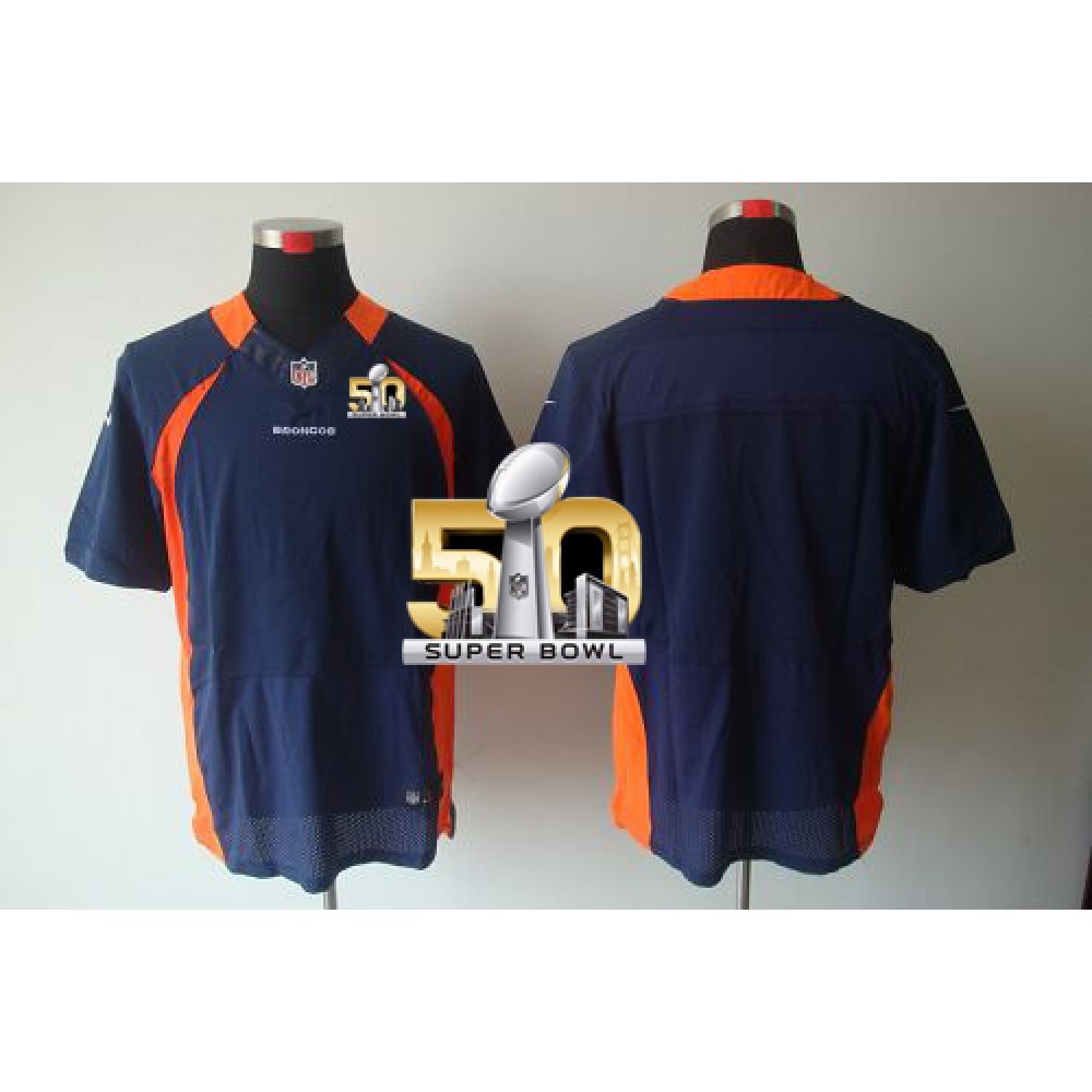 Nike Broncos Blank Navy Blue Alternate Super Bowl 50 Men's Stitched NFL Elite Jersey