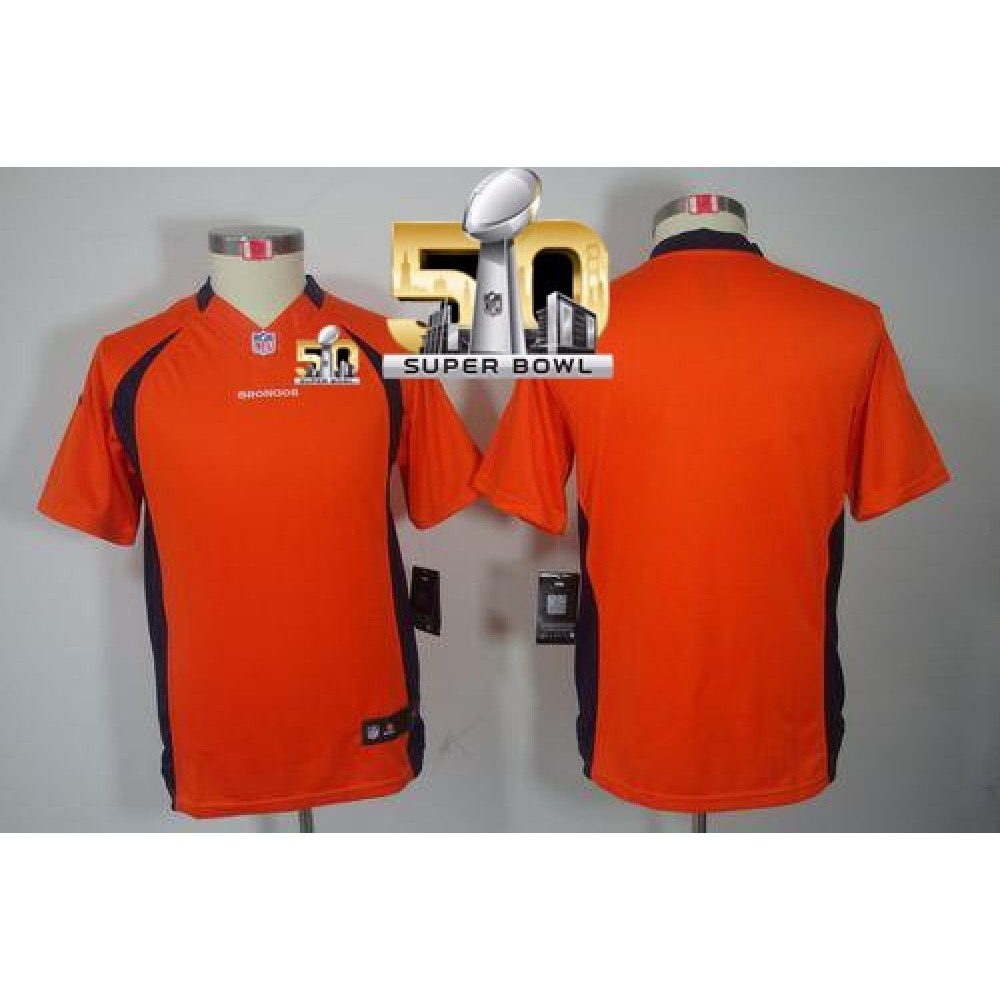 Nike Broncos Blank Orange Team Color Super Bowl 50 Youth Stitched NFL Limited Jersey