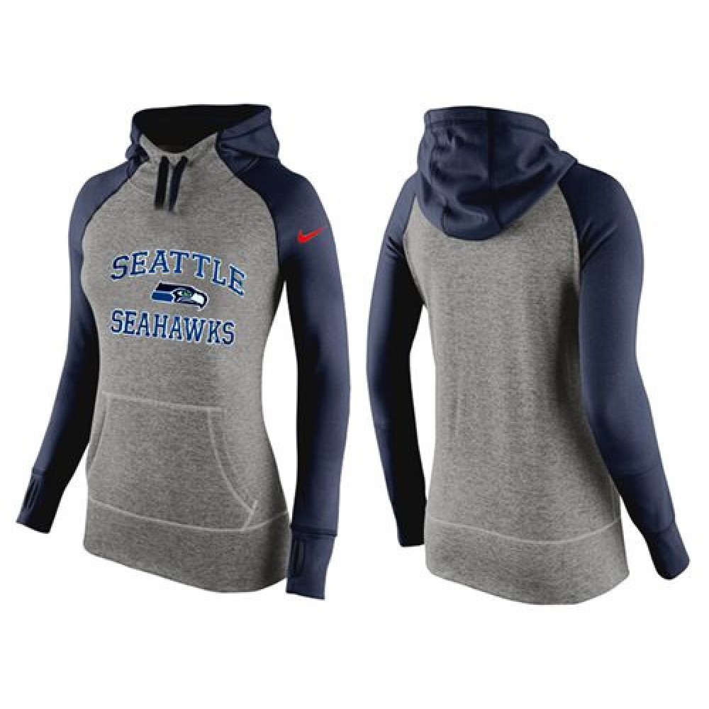 Women's Nike Seattle Seahawks Performance Hoodie Grey & Dark Blue_2