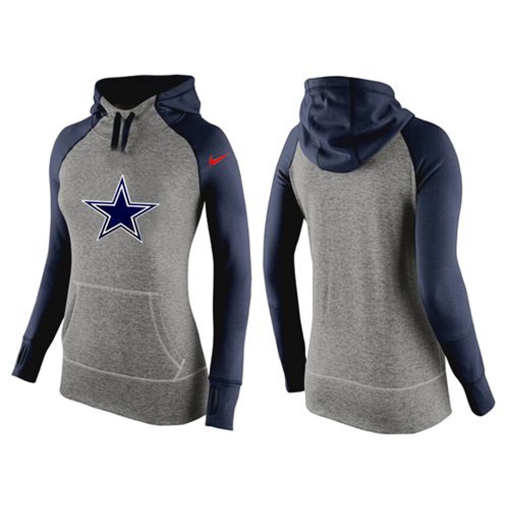 Women's Nike Dallas Cowboys Performance Hoodie Grey & Dark Blue_2