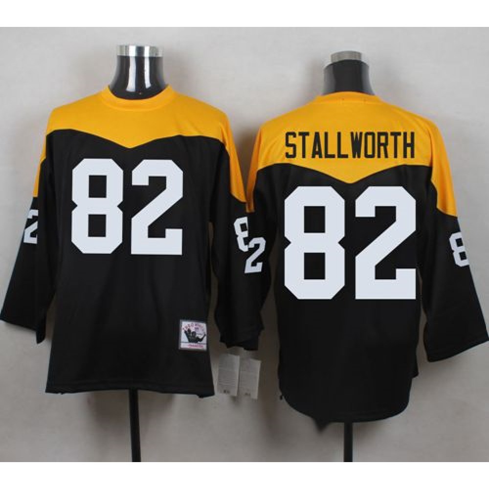 Mitchell And Ness 1967 Steelers #82 John Stallworth Black/Yelllow Throwback Men's Stitched NFL Jersey