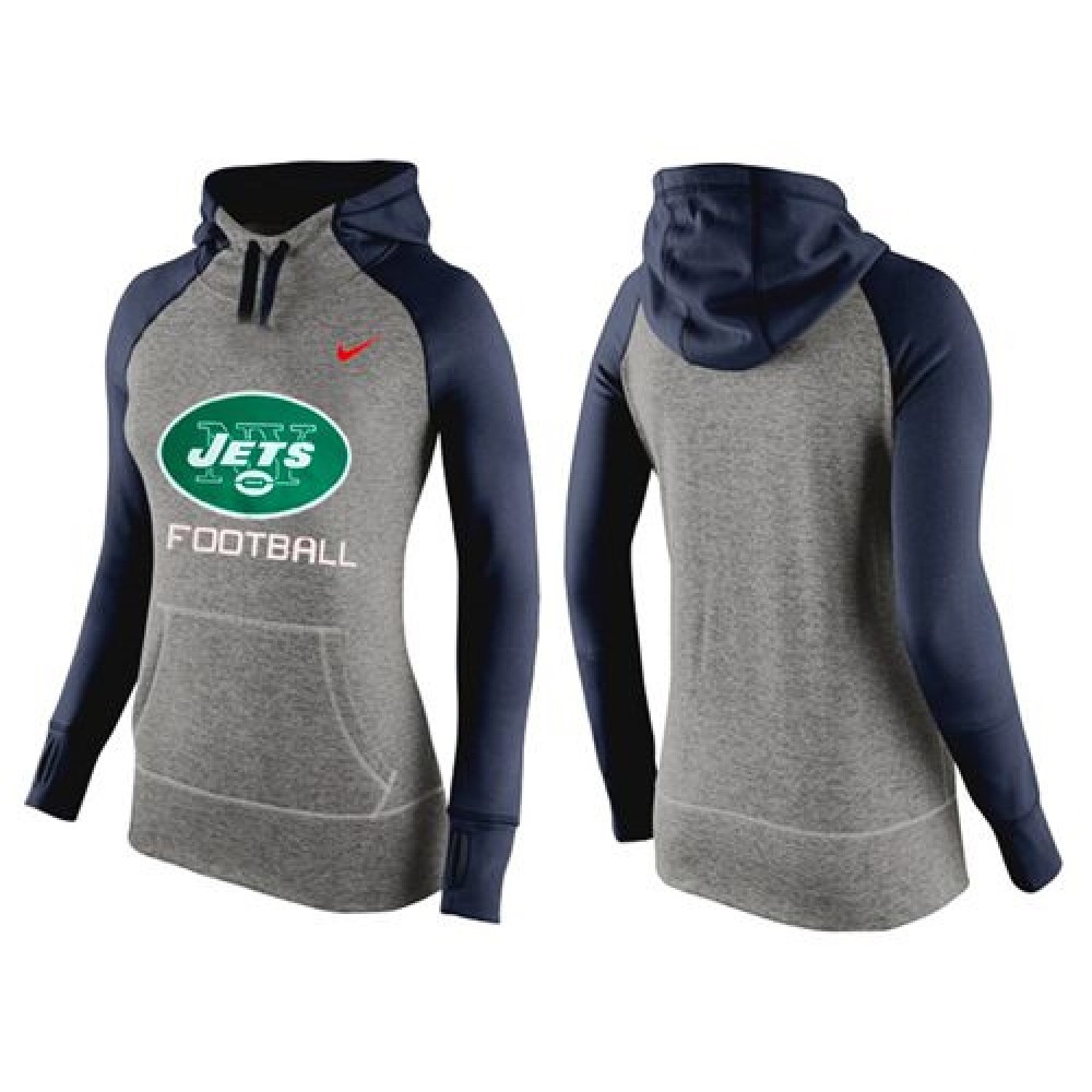 Women's Nike New York Jets Performance Hoodie Grey & Dark Blue