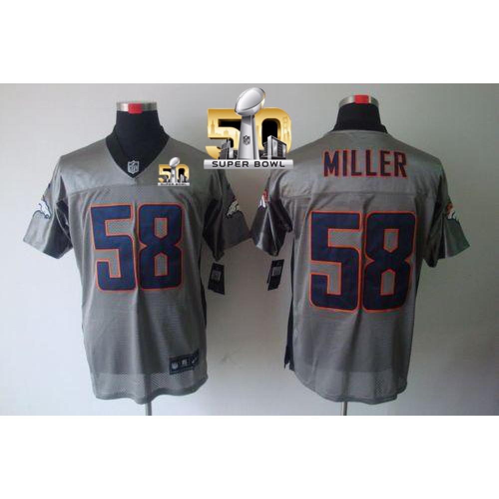 Nike Broncos #58 Von Miller Grey Shadow Super Bowl 50 Men's Stitched NFL Elite Jersey