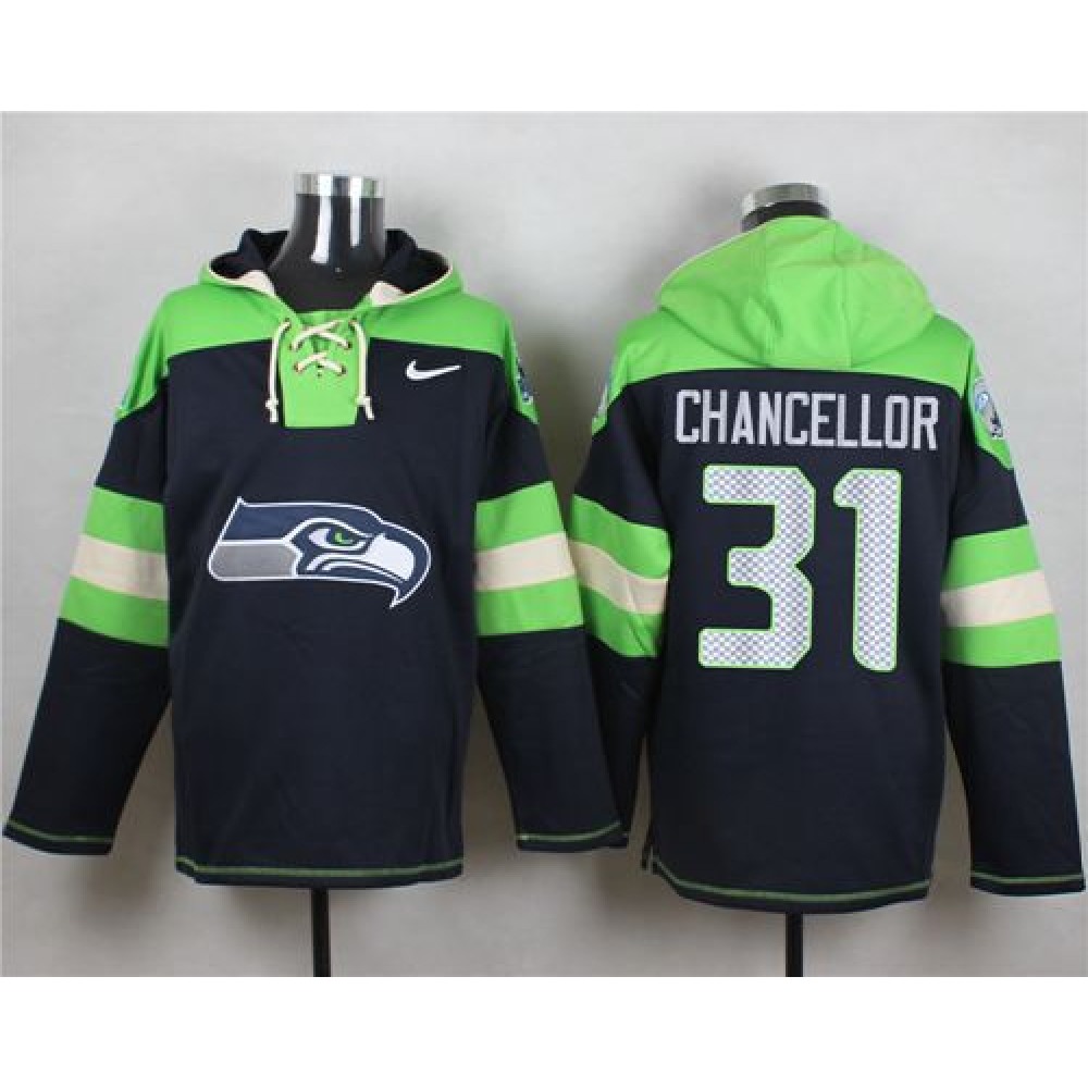 Nike Seahawks #31 Kam Chancellor Steel Blue Player Pullover NFL Hoodie
