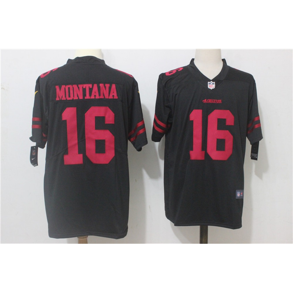 Men's Nike San Francisco 49ers #16 Joe Montana Black Alternate Stitched NFL Vapor Untouchable Limited Jersey