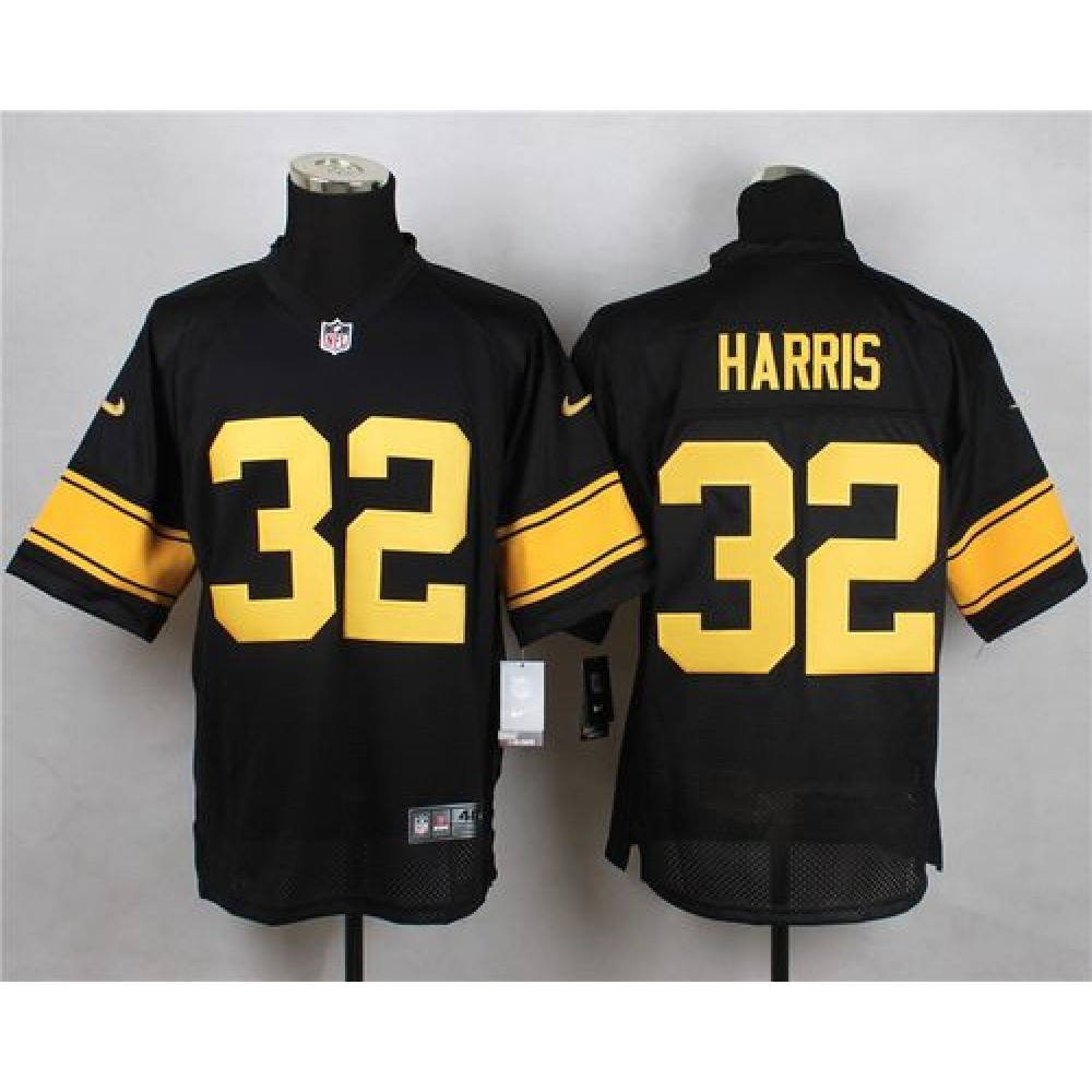 Nike Steelers #32 Franco Harris Black(Gold No.) Men's Stitched NFL Elite Jersey