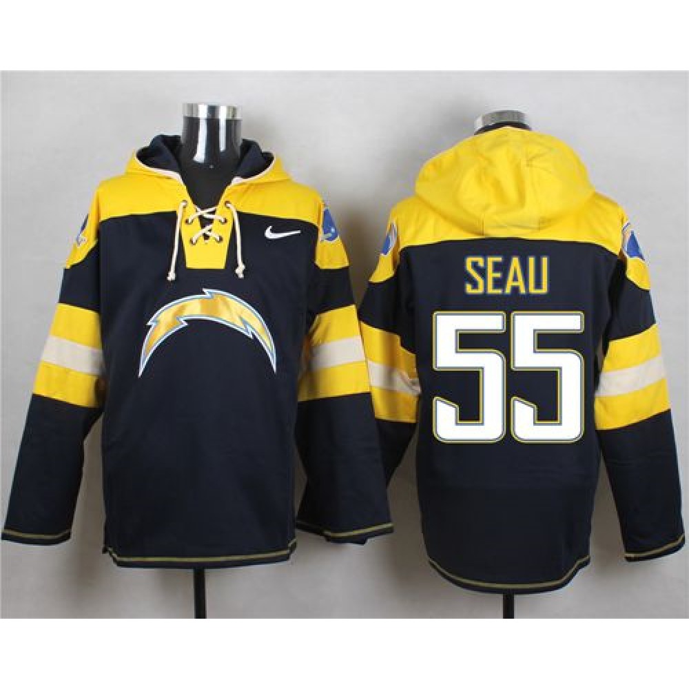 Nike Chargers #55 Junior Seau Navy Blue Player Pullover NFL Hoodie