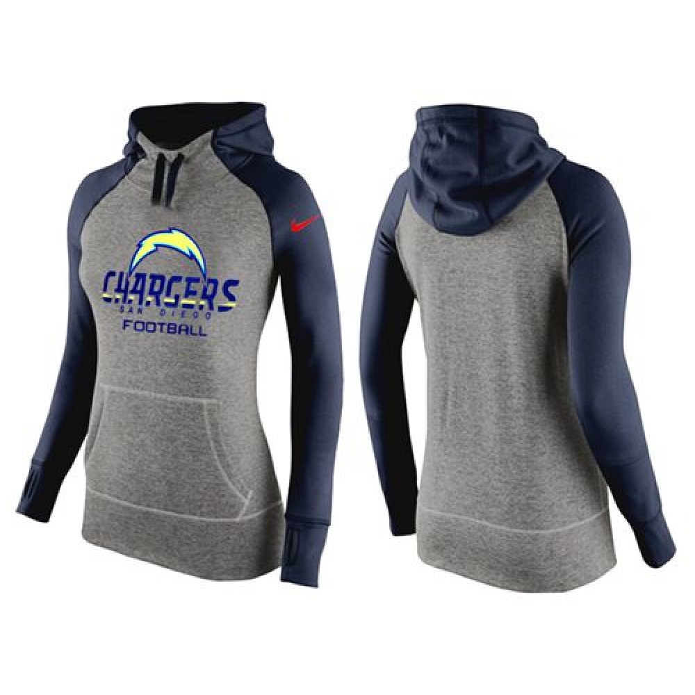Women's Nike San Diego Chargers Performance Hoodie Grey & Dark Blue