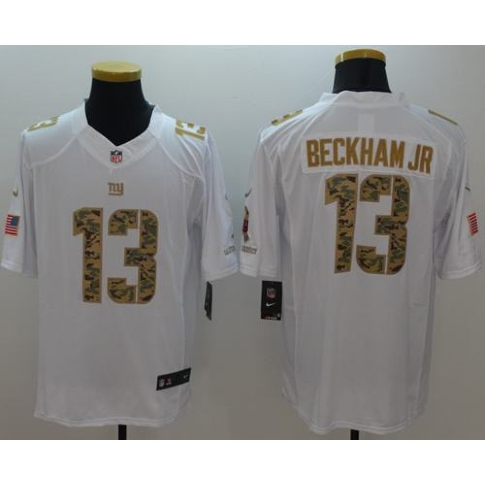 Nike Giants #13 Odell Beckham Jr White Men's Stitched NFL Limited Salute to Service Jersey