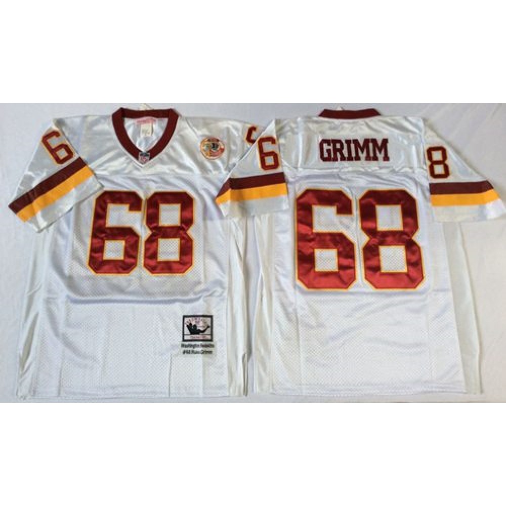Mitchell And Ness Redskins #68 Russ Grimm White Throwback Stitched NFL Jersey