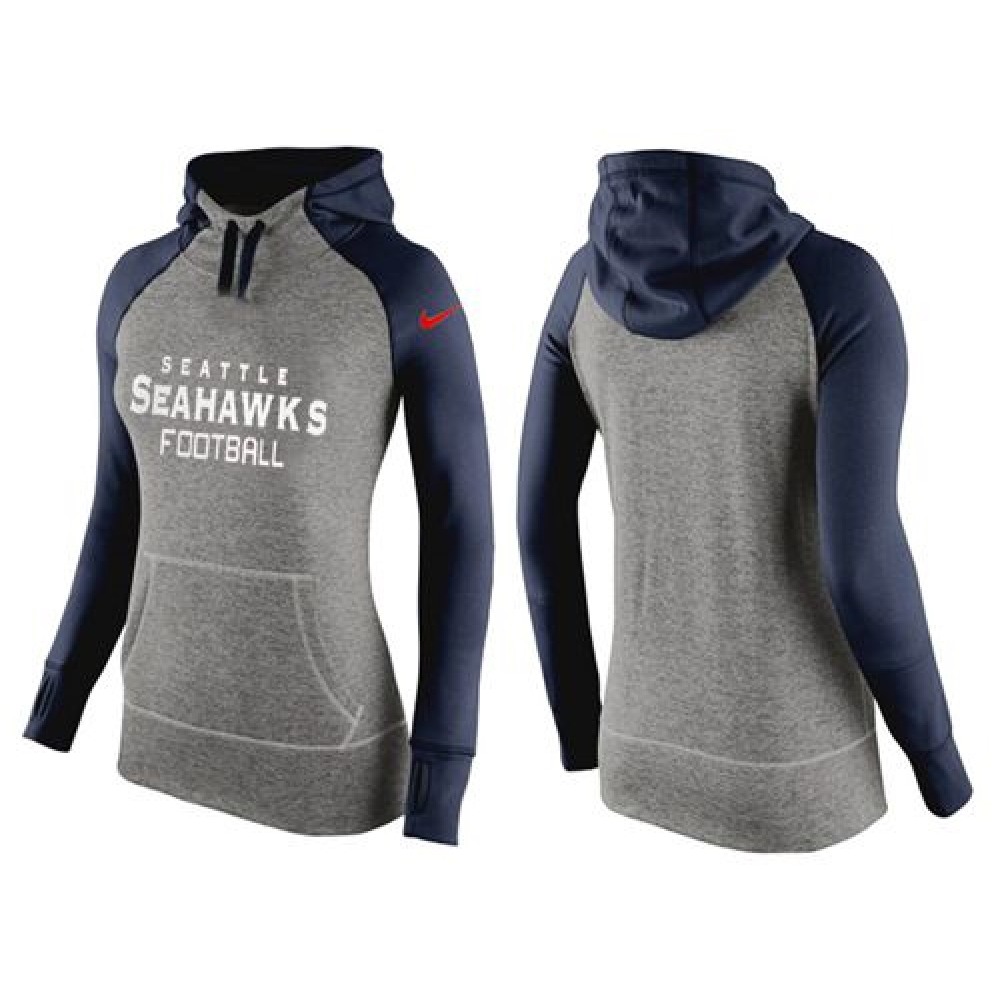 Women's Nike Seattle Seahawks Performance Hoodie Grey & Dark Blue_1