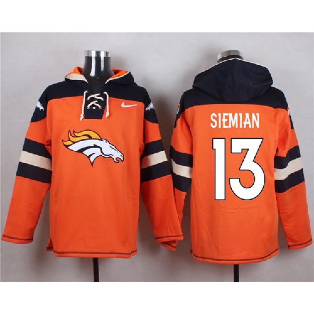Nike Broncos #13 Trevor Siemian Orange Player Pullover NFL Hoodie