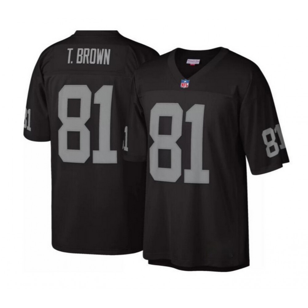 Men's Las Vegas Raiders #81 Tim Brown Black Mitchell & Ness Stitched Jersey