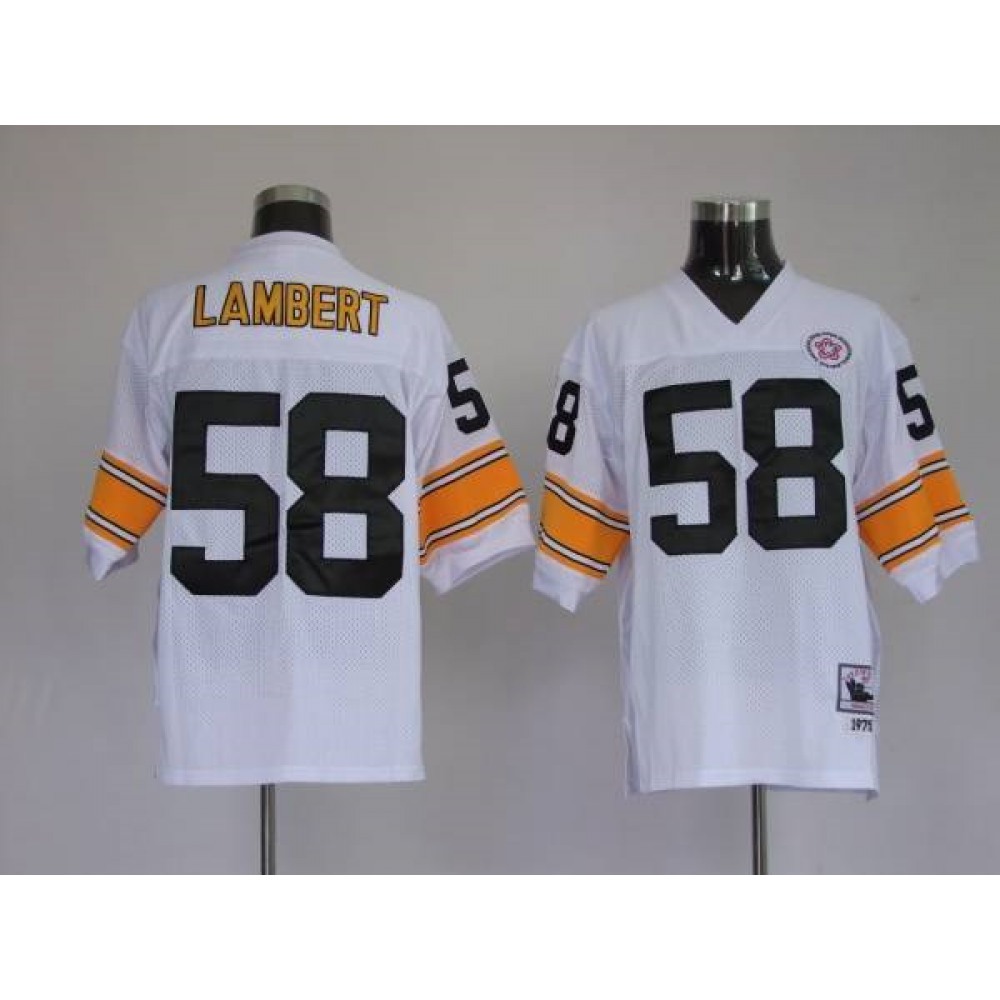 Mitchell & Ness Steelers #58 Jack Lambert White Stitched Throwback NFL Jersey