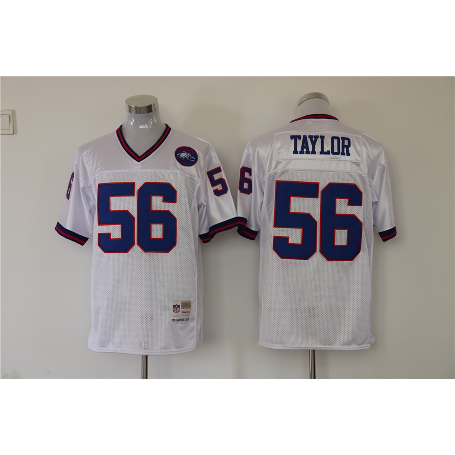 Mitchell and Ness Giants #56 Lawrence Taylor Stitched White NFL Jersey